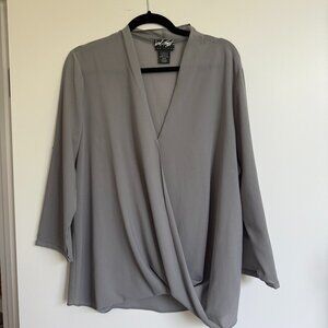 Lord and Taylor Grey Blouse (Size: XL)